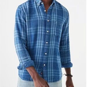 Faherty Casual Blue Plaid Button-Down Shirt